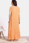 Coucou Maternity Woven Full Length Nightdress With Front Zipper And Discreet Feeding - Metalic Orange — thumbnail 3